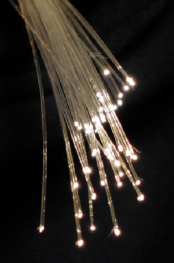 Glowing fibre optic strands